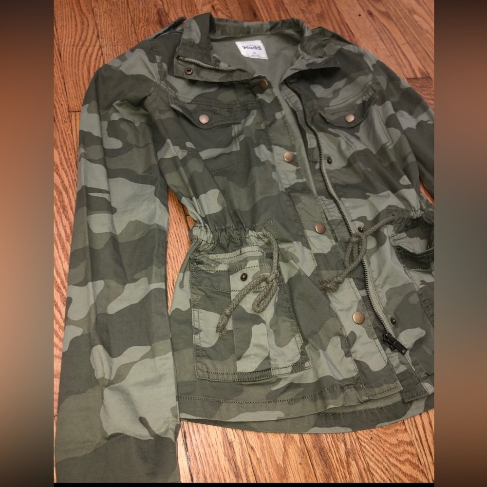 Camo green military jacket fall winter coat with pockets